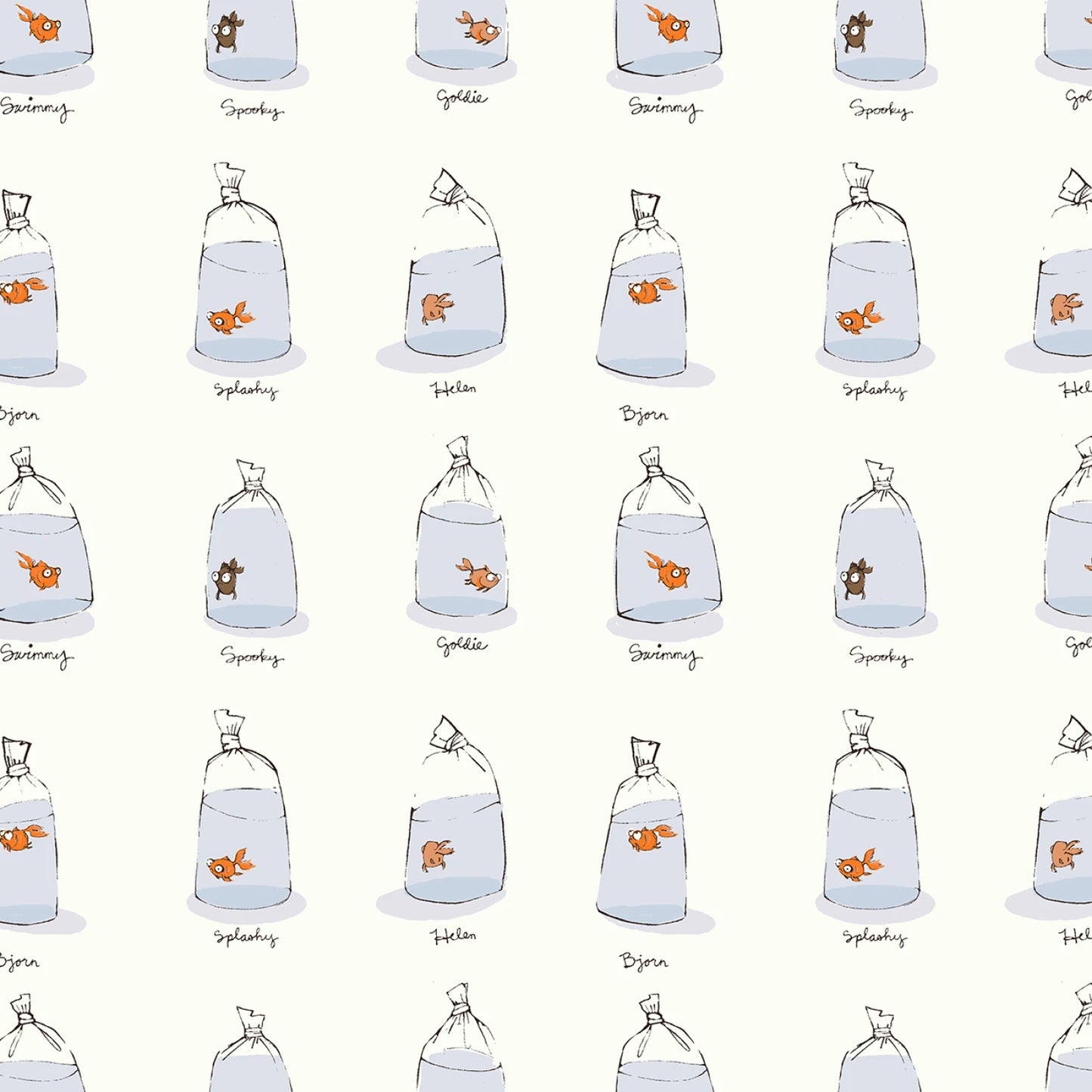 White Goldfishes in Bags - Heather Ross