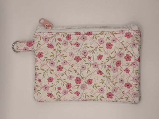 Quilted Multi Pink Floral pattern zipper wallet