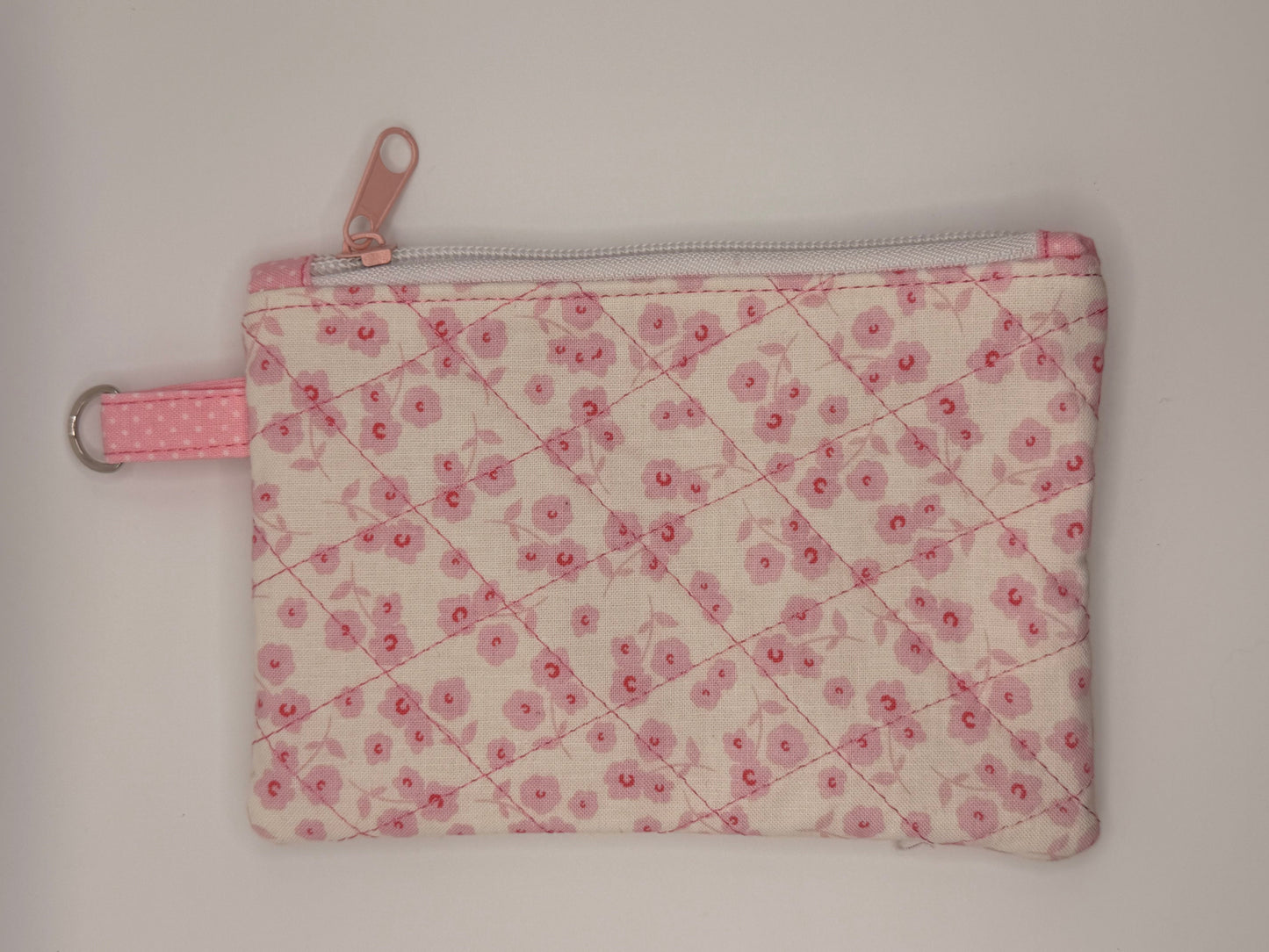 Pink with white floral design zipper wallet