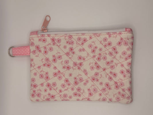 Pink with white floral design zipper wallet