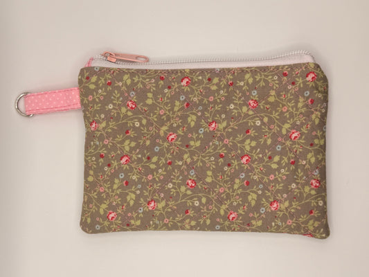 Mini pink roses zipper wallet - quilted